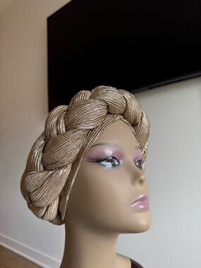 Braided Metallic Gold Turban Headwrap
